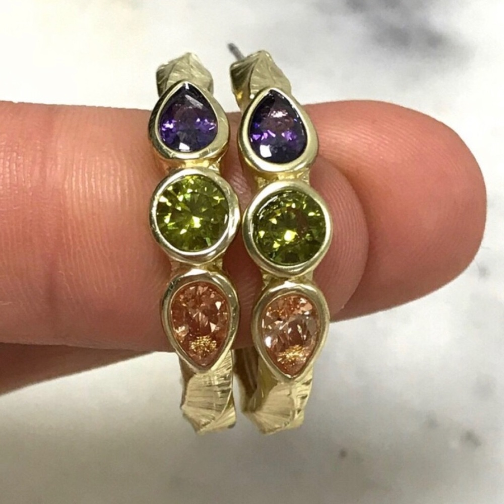 Byzantine Twist Matte Gold w/ Crystal Hoops, NWT-Boutique